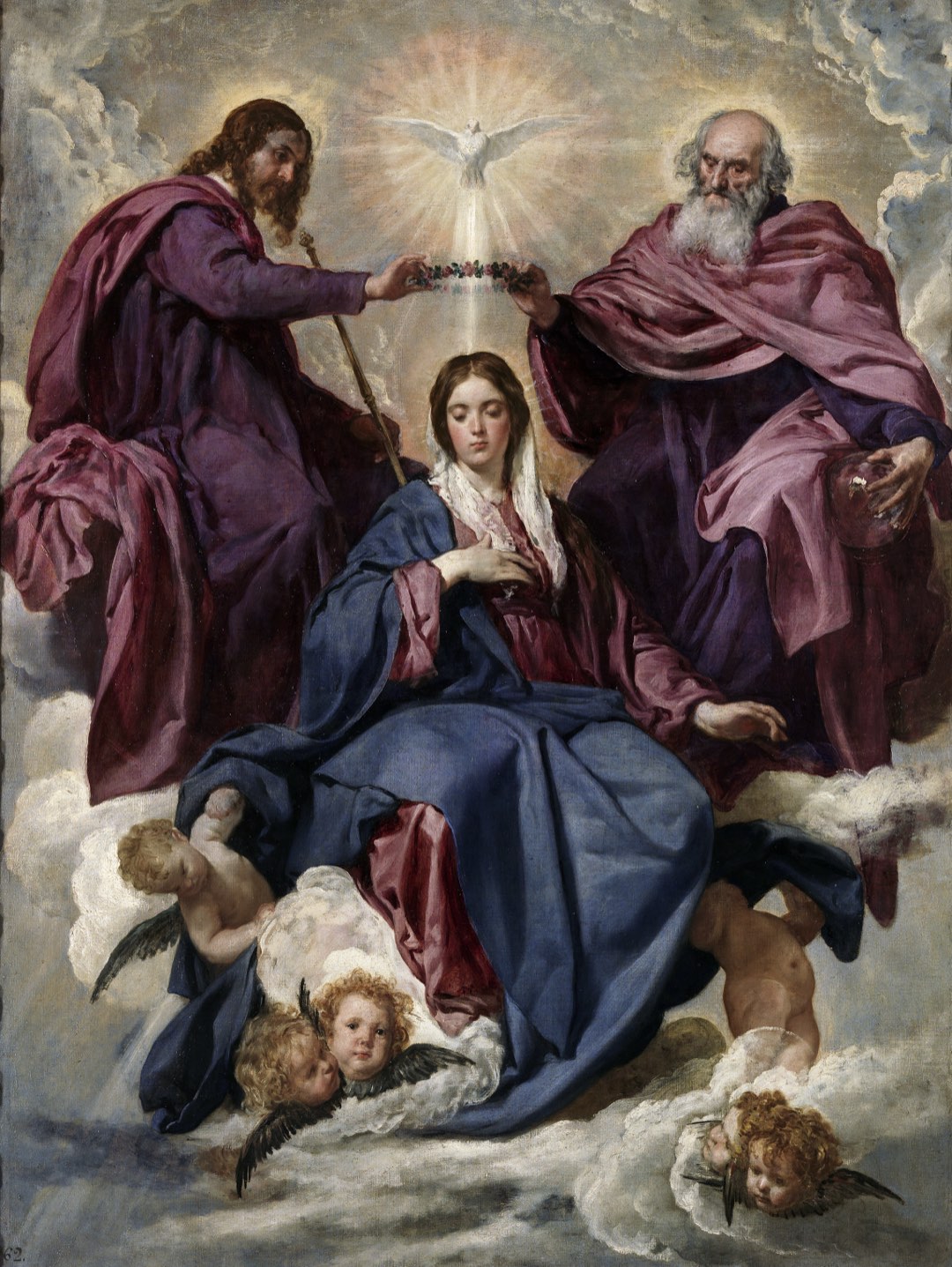 Nossa Senhora, Rainha do Universo, coroada pela Santíssima Trindade (Velázquez, A Coroação da Virgem).