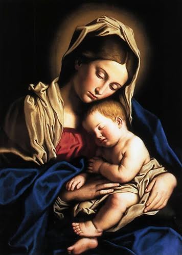 Nossa Senhora com o Menino Jesus adormecido — Maria, Mãe de Deus.